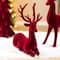 Glitzhome; Glitzhome® Burgundy Flocked Reindeer with Tree Christmas Table Décor Set; Category:Christmas Tabletop Decor; Image:8